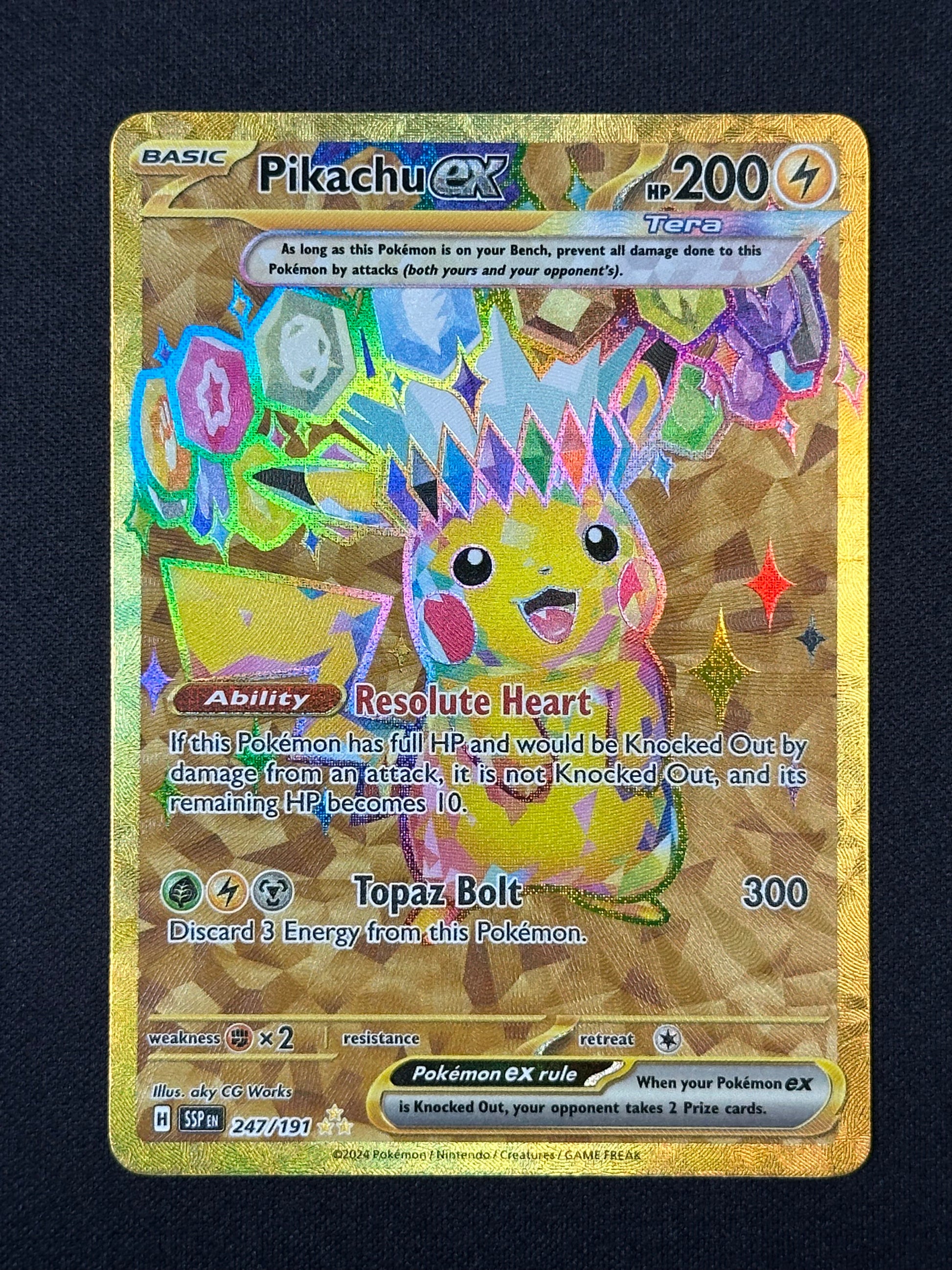 Pikachu ex Holofoil 247/191 Hyper Rare SV08: Surging Sparks Near Mint