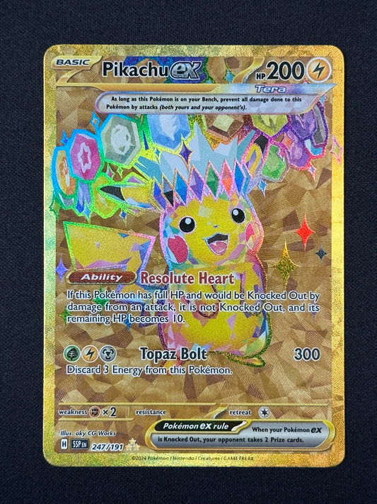Pikachu ex Holofoil 247/191 Hyper Rare SV08: Surging Sparks Near Mint