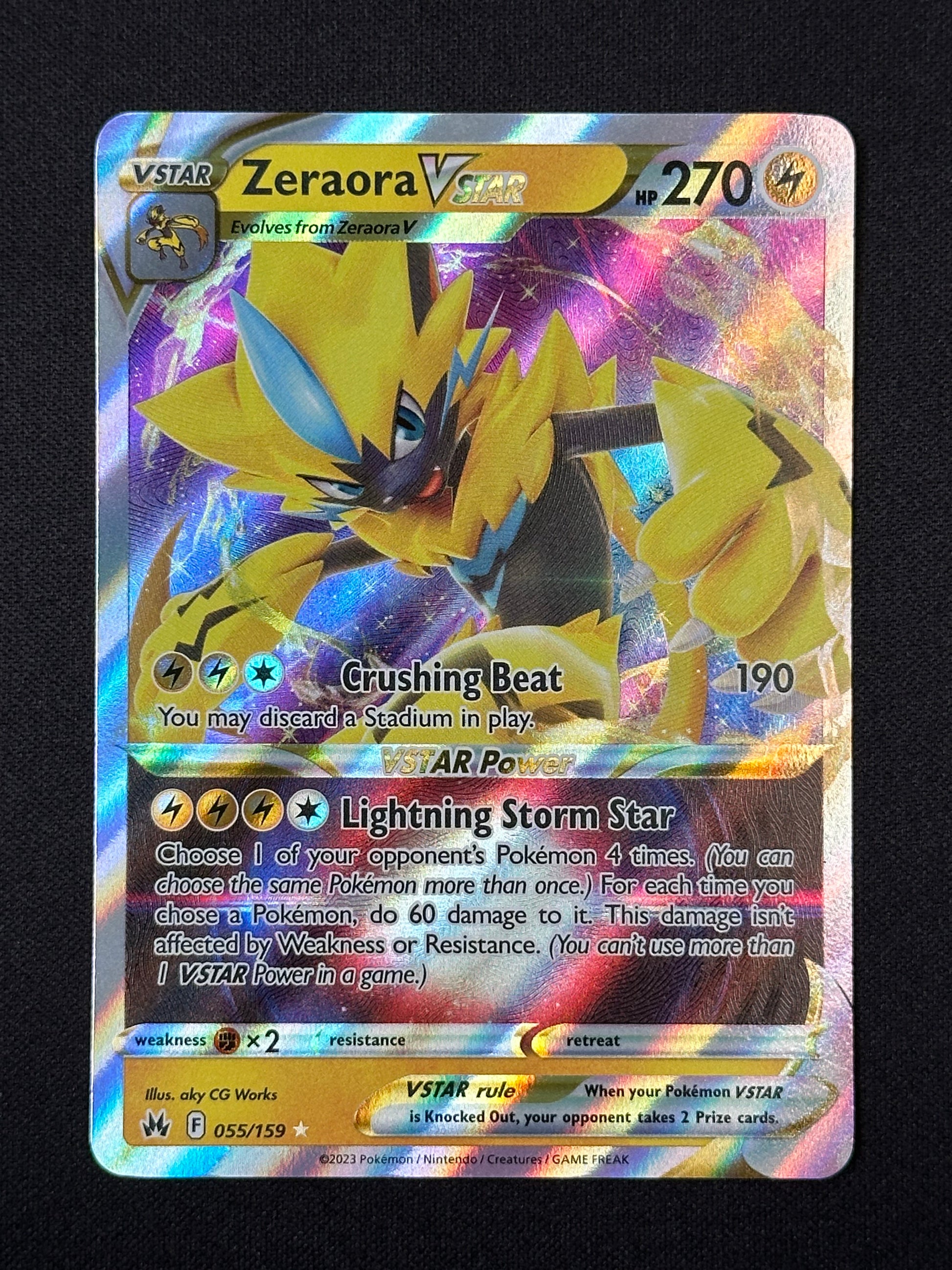 Zeraora VSTAR Holofoil 055/159 Ultra Rare Crown Zenith Near Mint